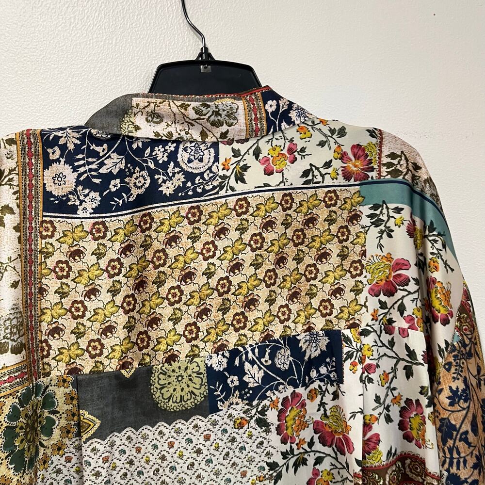 Zara Patchwork Floral Print Button Down Blouse Bo… - image 8